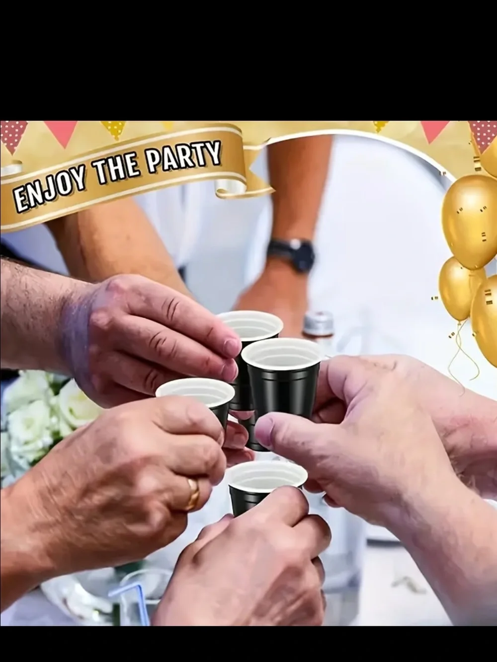 BRAND NEW 🆕 Black Shot Glasses Plastic Disposable 2oz Cups - 100 Pack